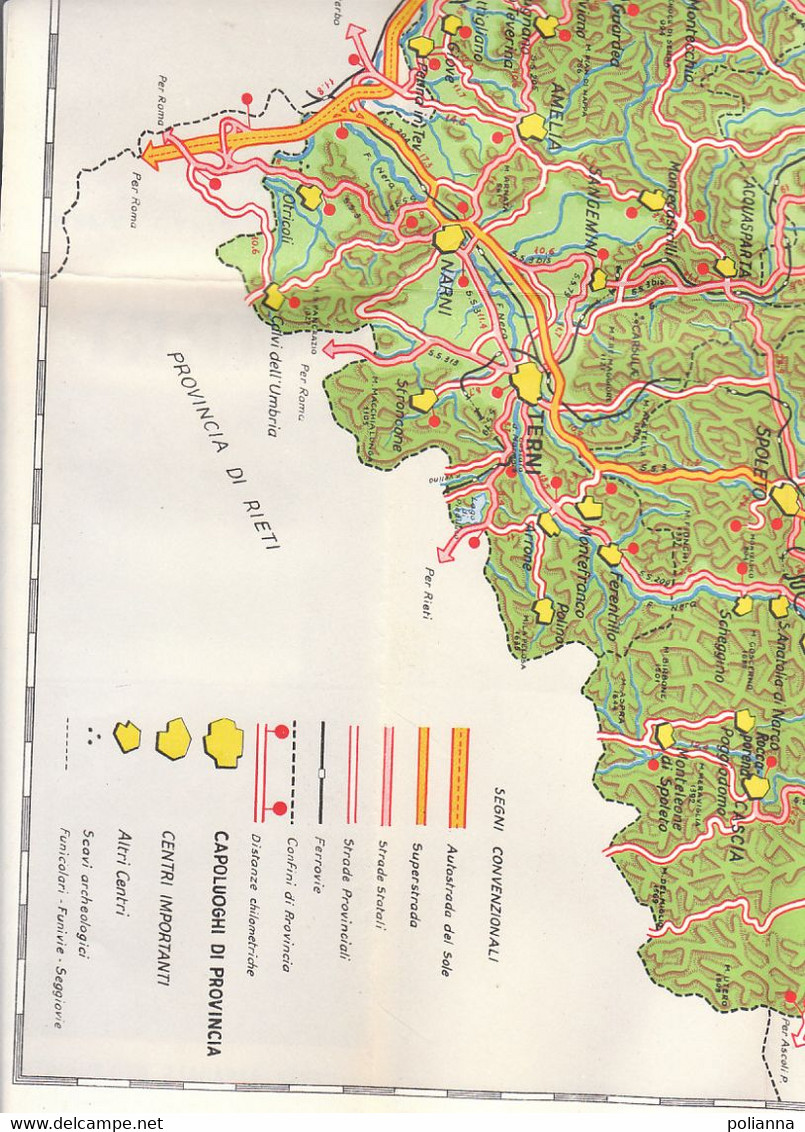 B1929 - CARTA STRADALE GEO-TURISTICA UMBRIA Ed.Panetto E Petrelli 1965 - Carte Stradali