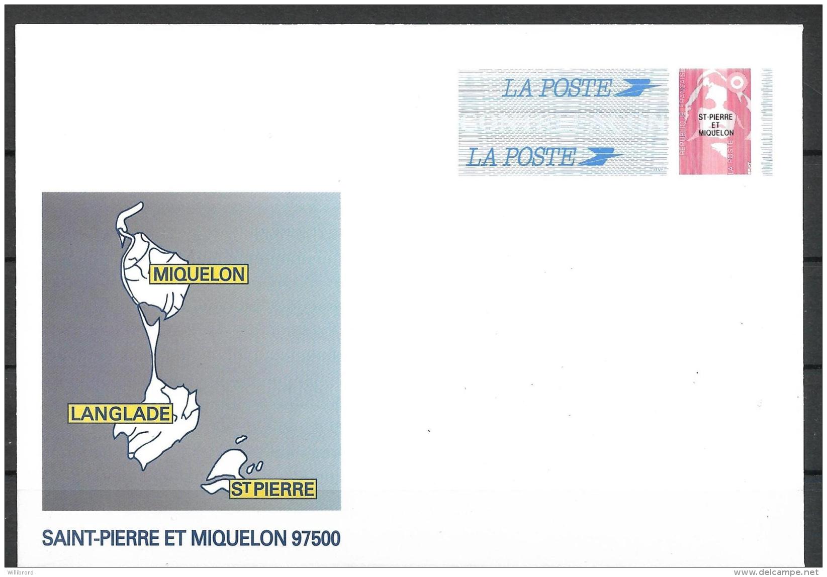 St. Pierre &amp; Miquelon -  France - Marianne Postal Stationery Envelope Overprinted St-Pierre Et Miquelon - Saint-Pierre-et-Miquelon