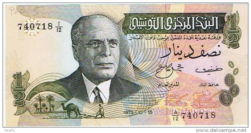 1/2 Dinar "  TUNISIE"  15 Octobre 1973   P69 UNC Bc 82 - Tunesien