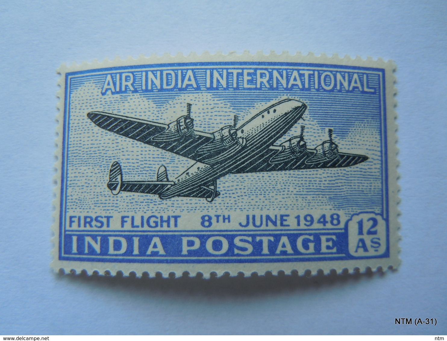 INDIA Year 1947, Air India International, First Flight 8th June 1948. 12 As. SG 303, Scott 202. MH - Nuevos