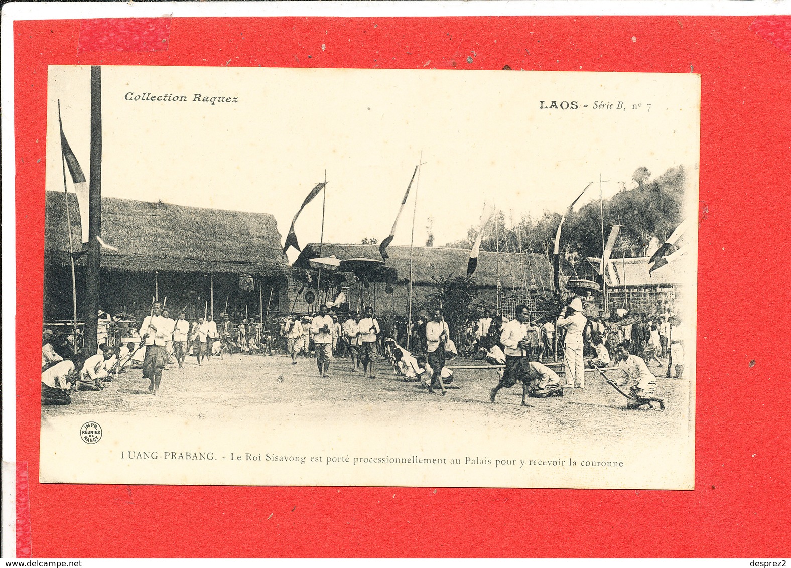 LAOS LUANG PRABANG   Cpa Animée Le Roi Sisavong Porté Au Palais....... Coll Raquez Serie B 7 - Laos