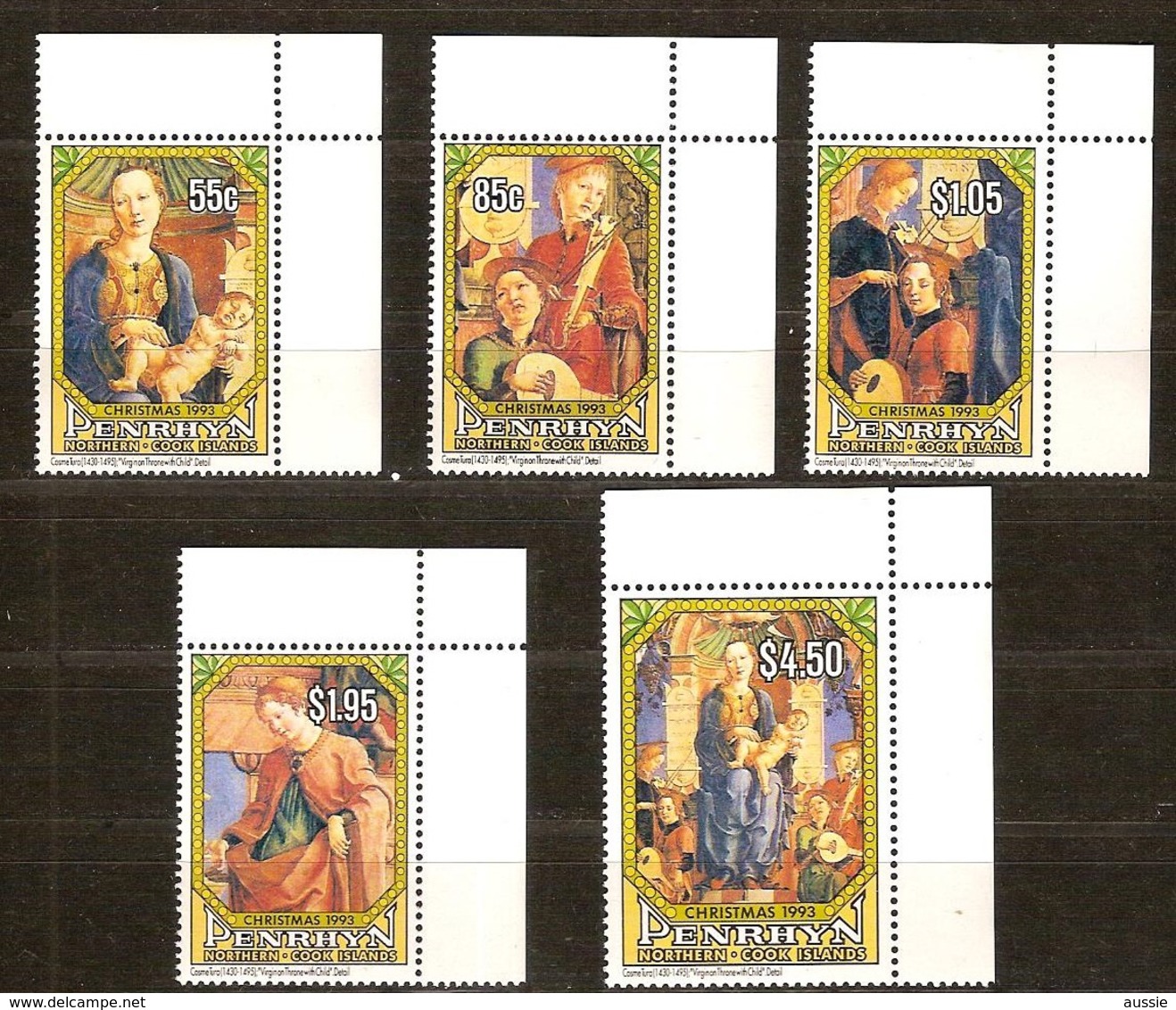 Penrhyn 1993 Yvertn° 402-406 *** MNH Cote 17,50 Euro Noël Christmas Kerstmis - Penrhyn