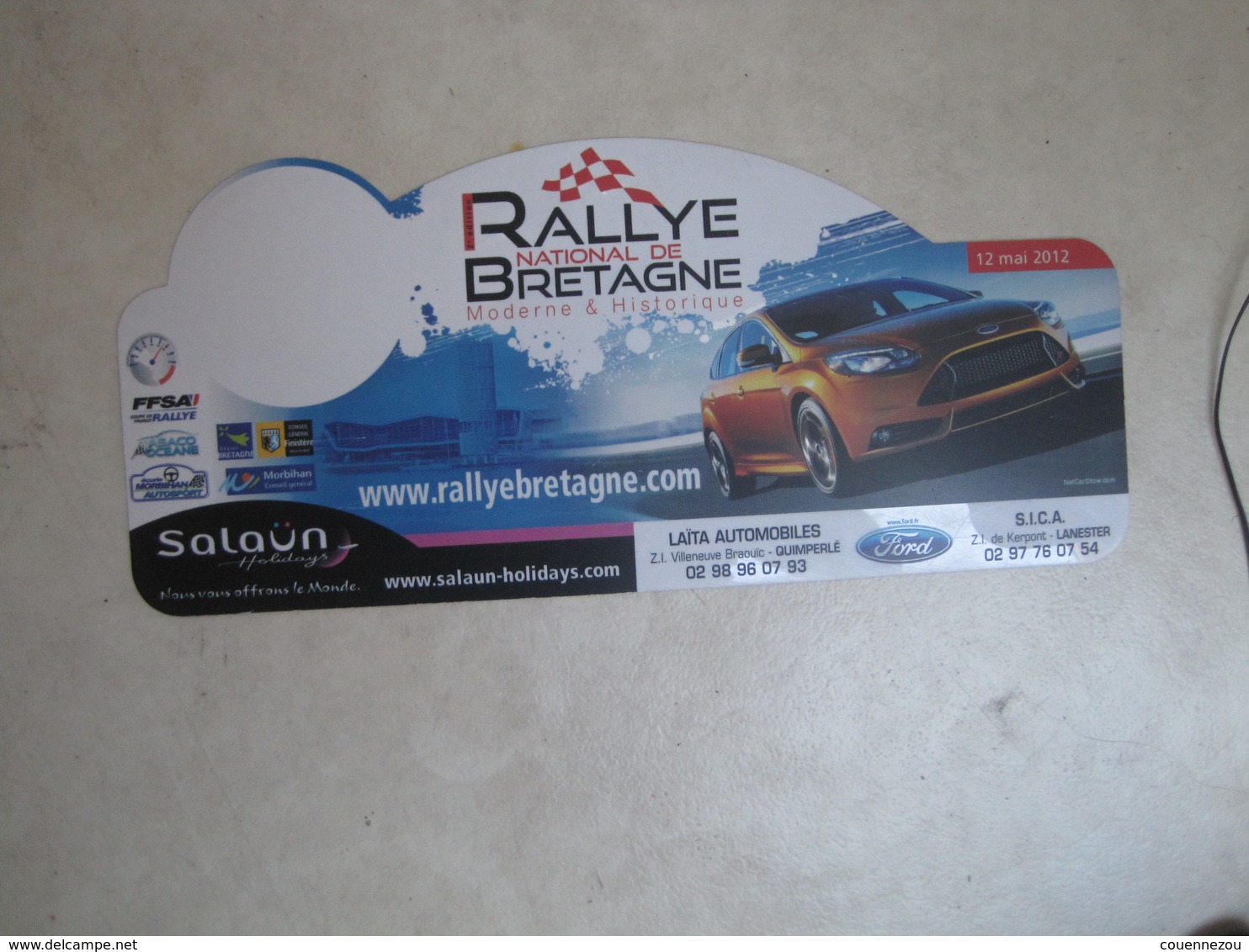 PLAQUE DE RALLYE   RALLYE DE BRETAGNE 2012 - Rallye (Rally) Plates