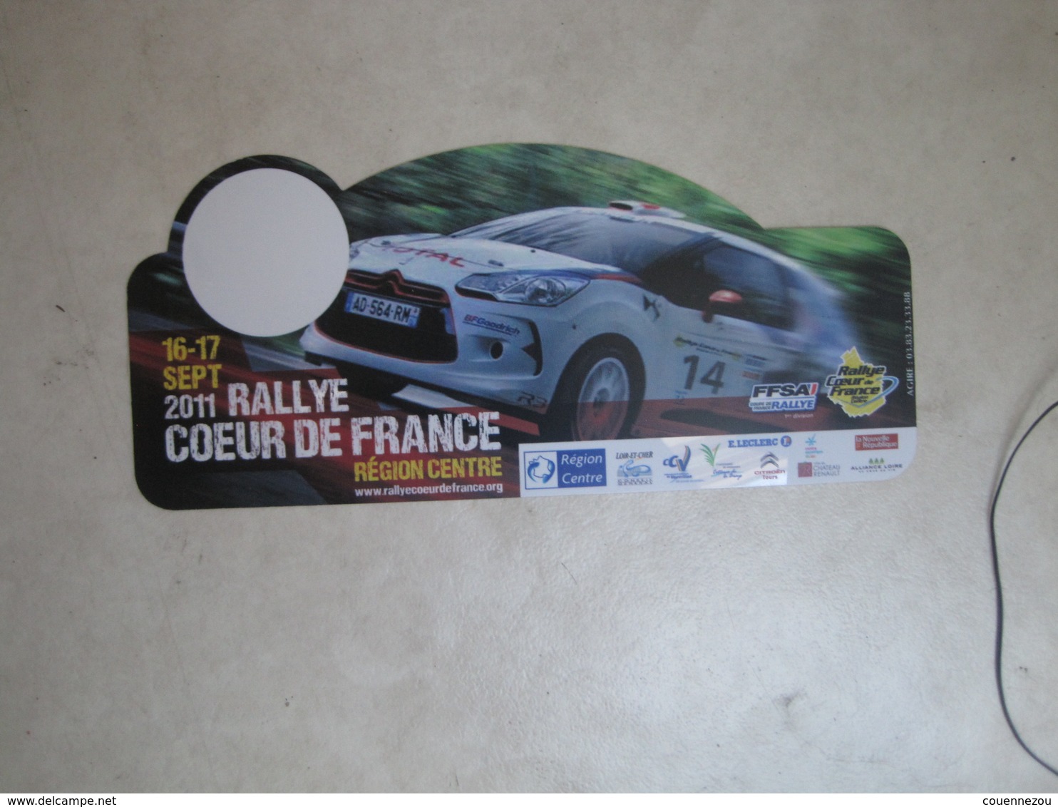 PLAQUE DE RALLYE   RALLYE COEUR DE FRANCE 2011 - Plaques De Rallye