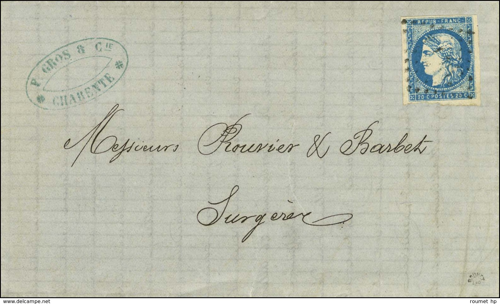 GC 3471 (frappé En Arrivée à Surgères) / N° 44 Type 1 Belles Marges Sur Lettre Avec Texte Daté De Tonnay Charente Le 28  - 1870 Bordeaux Printing