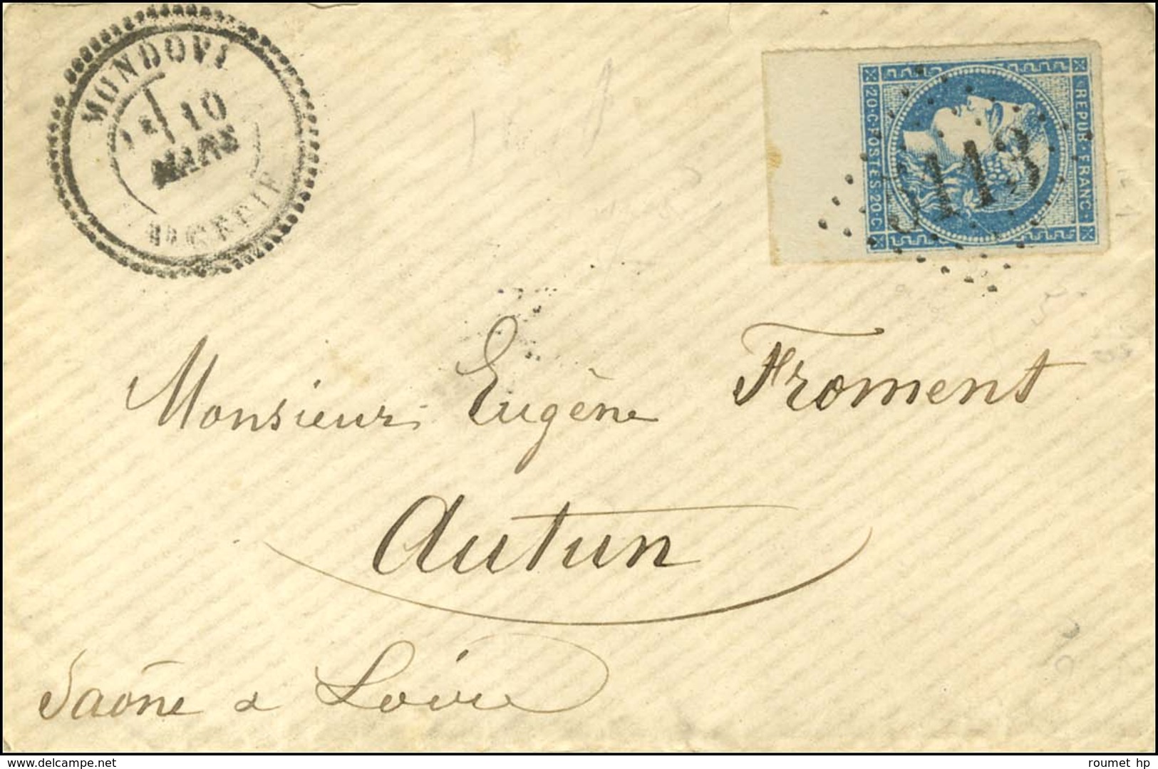 GC 5113 / N° 45 Grand Bdf Et Très Belles Marges Càd MONDOVI / ALGERIE 10 MARS 71 Sur Lettre Pour Autun. - SUP. - R. - 1870 Uitgave Van Bordeaux