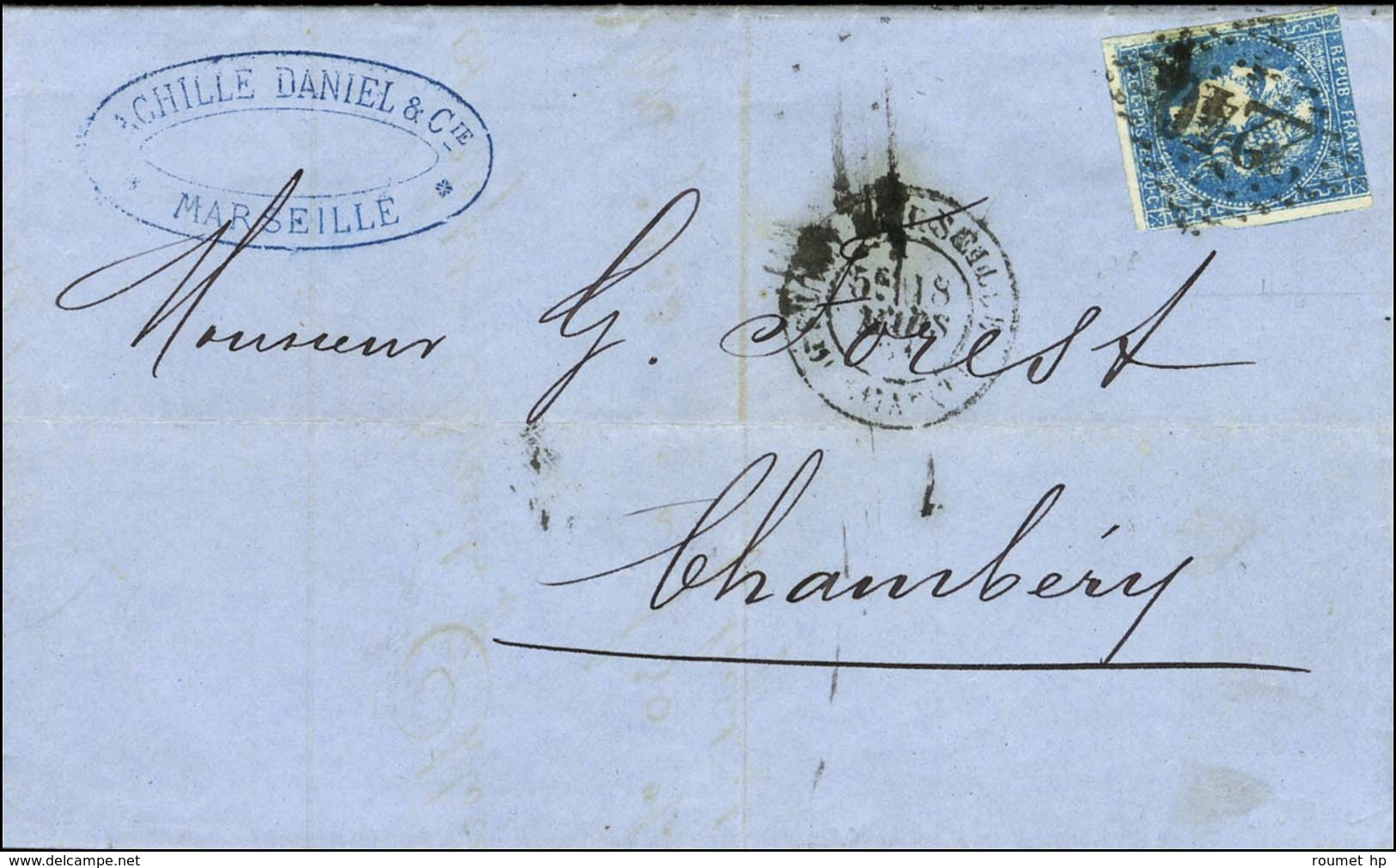 GC 2240 / 20c Faux De Marseille Càd MARSEILLE 18 MARS 71 Sur Lettre Non Taxée Pour Chambéry. - TB. - R. - 1870 Bordeaux Printing