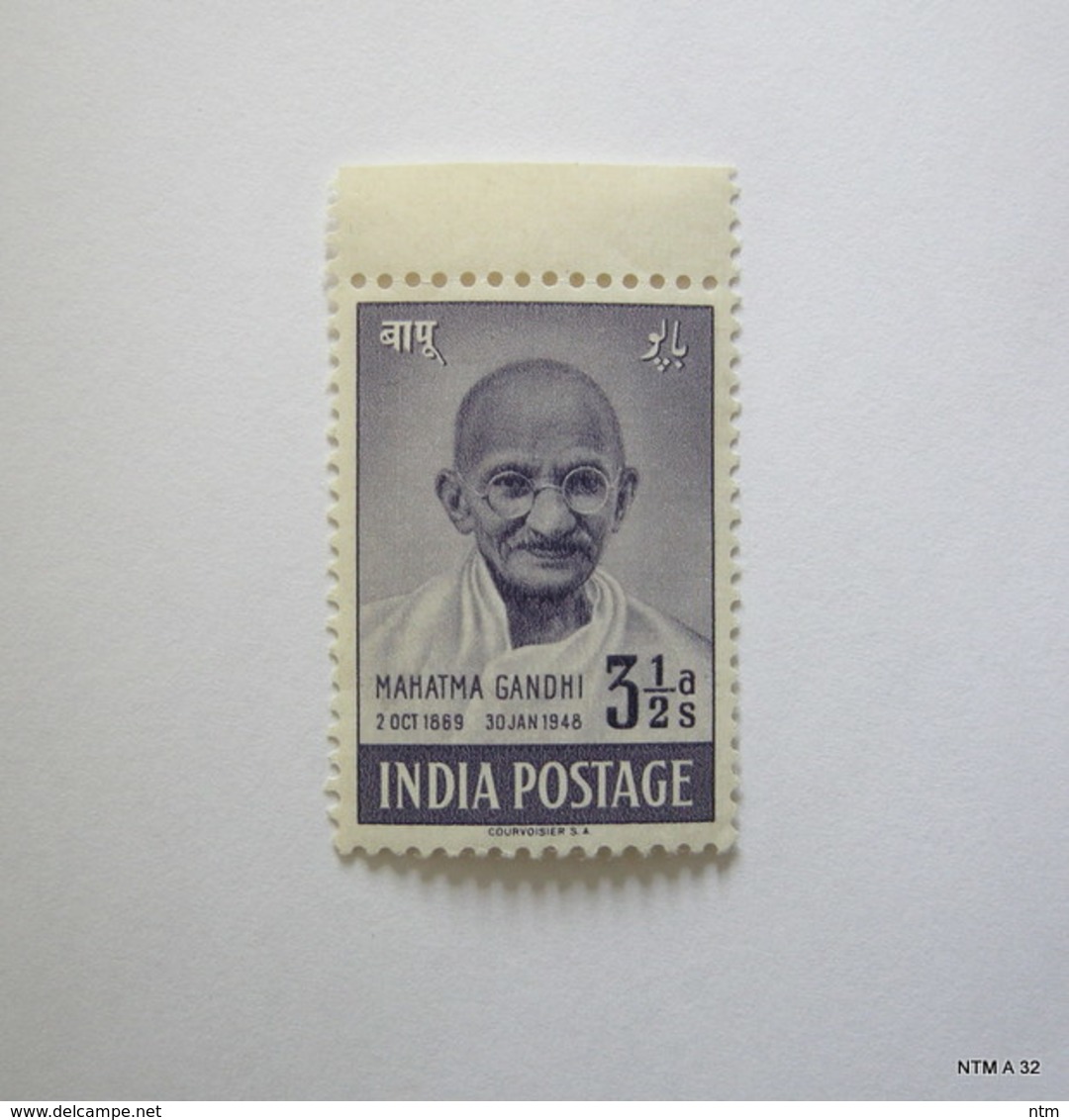 INDIA 15th August 1948, First Anniversary Of Independence, Mahatma Gandhi Mourning Issue. 3 1/2 As. SG 306, SC 204 MNH - Neufs