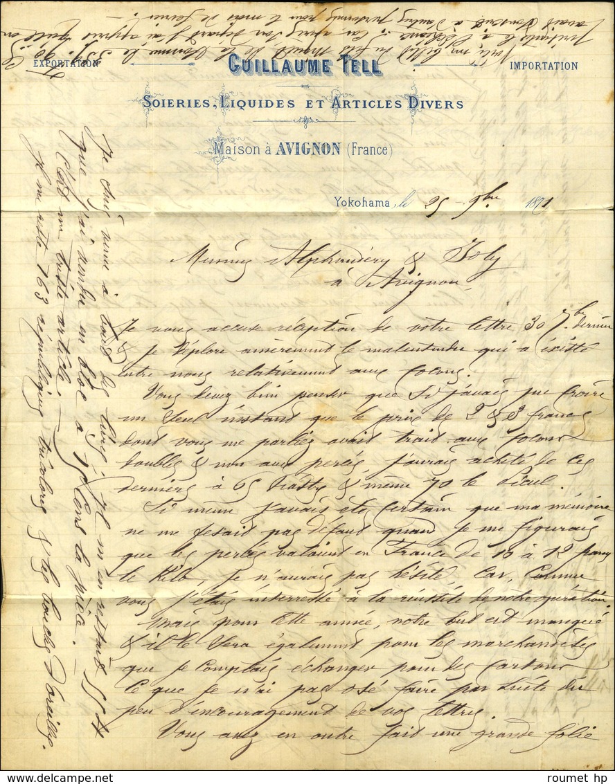 GC 5118 / N° 43 Paire (1 Ex Leg Def) + 49 Càd Bleu YOKOHAMA / Bau FRANCAIS 25 NOV. 71 Sur Lettre Avec Texte Et En-tête B - Posta Marittima