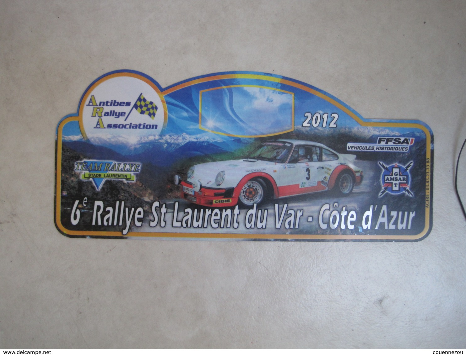 PLAQUE DE RALLYE   6 EME RALLYE ST LAURENT DU VAR  COTE D AZUR 2012 - Plaques De Rallye