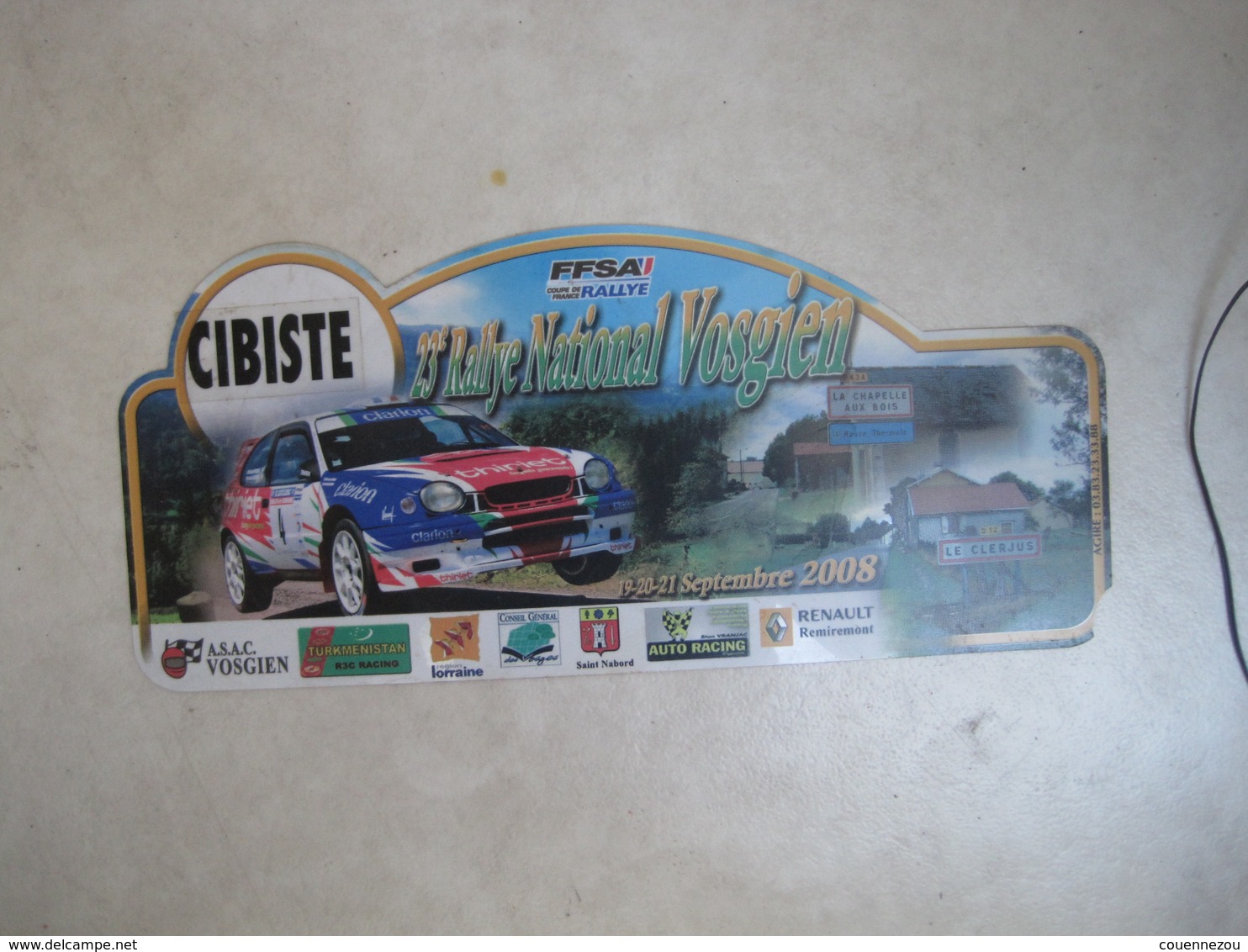 PLAQUE DE RALLYE   23 EME RALLYE NATIONAL VOSGIEN  2008 - Plaques De Rallye