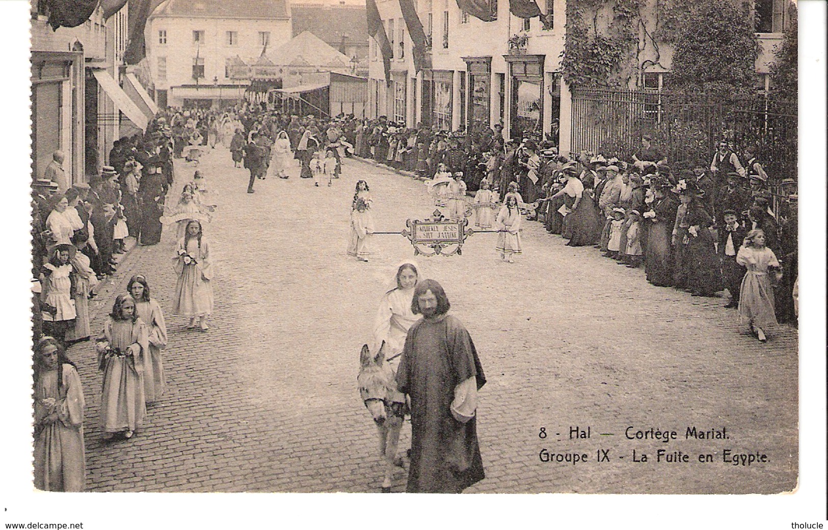 Halle- Hal-+/-1910-Cortège Marial-Maria's Leven-La Fuite En Egypte-Carrousel-Manège Au Bout De La Rue-pas Courante - Halle
