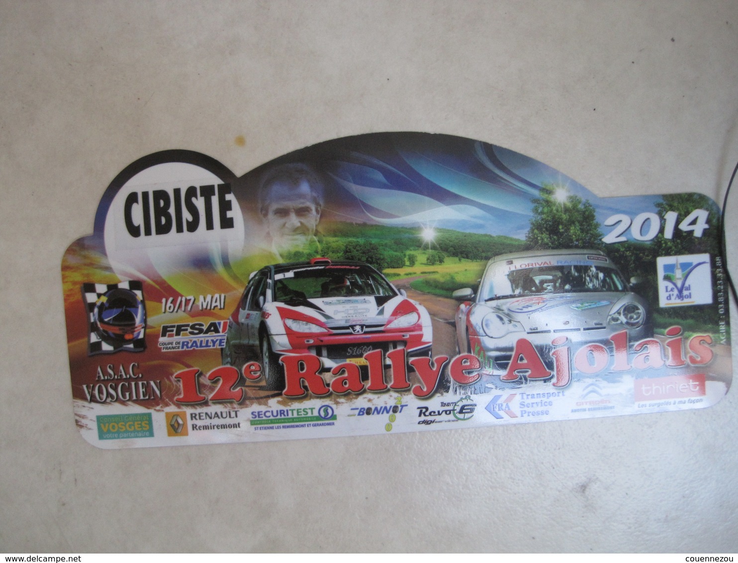 PLAQUE DE RALLYE    12 E RALLYE AJOLAIS  2014 - Plaques De Rallye