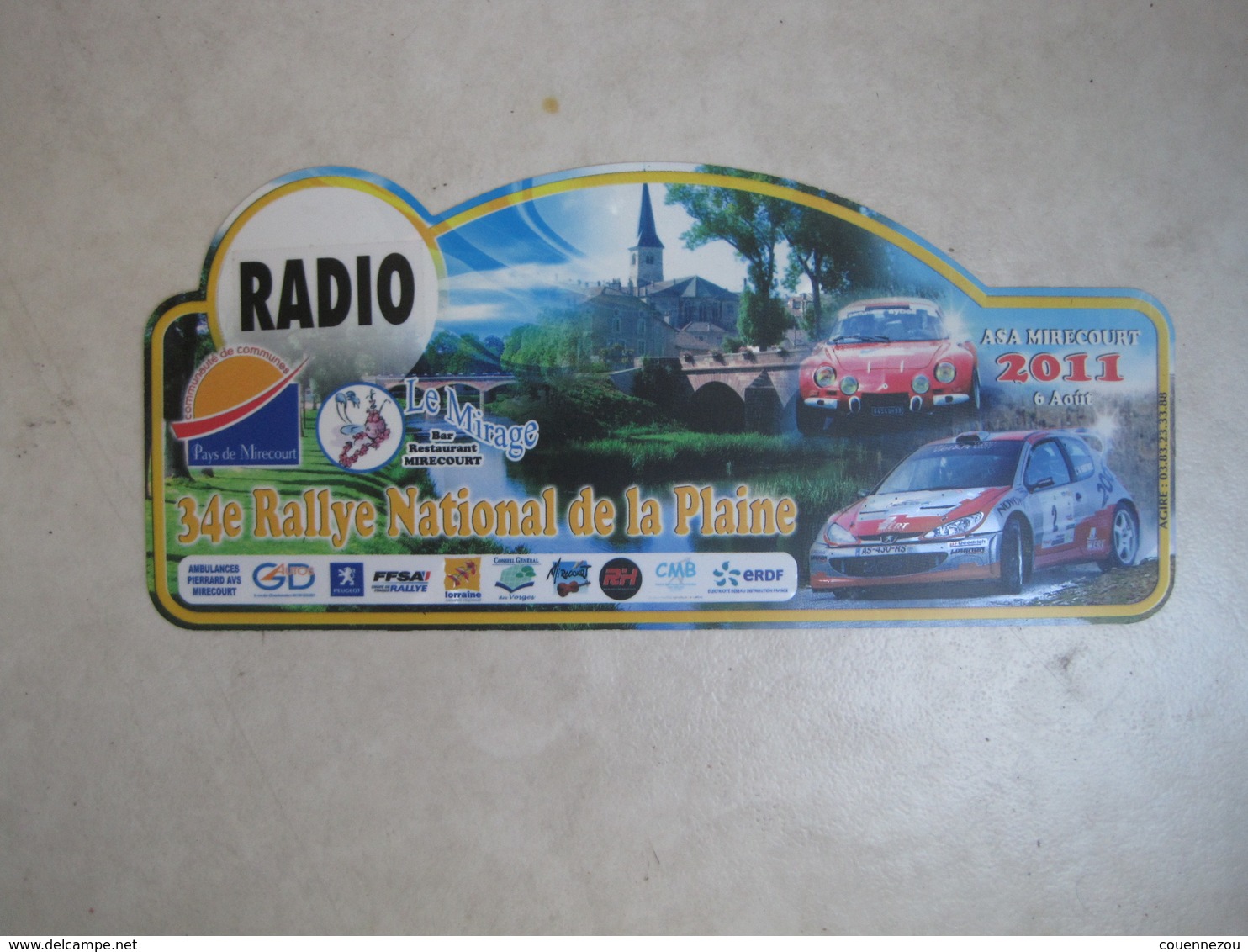 PLAQUE DE RALLYE    34 E RALLYE NATIONAL DE  LA PLAINE 2011 - Plaques De Rallye