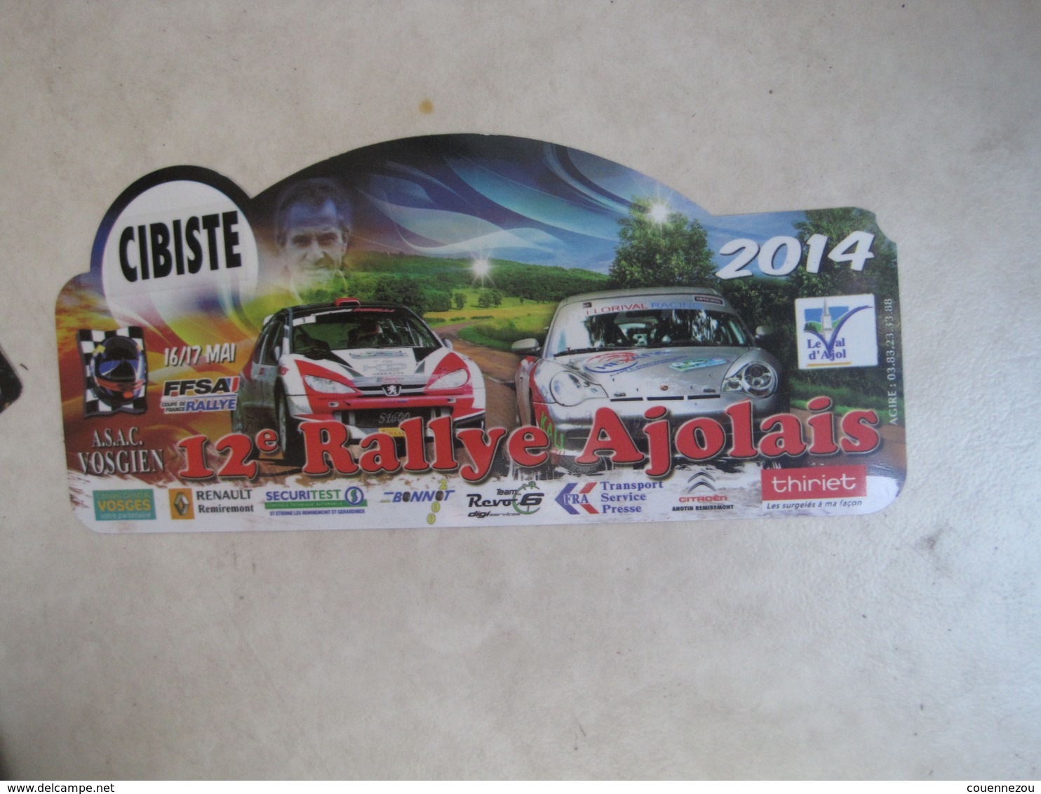 PLAQUE DE RALLYE    12 EME RALLYE AJOLAIS 2014 - Rallye (Rally) Plates