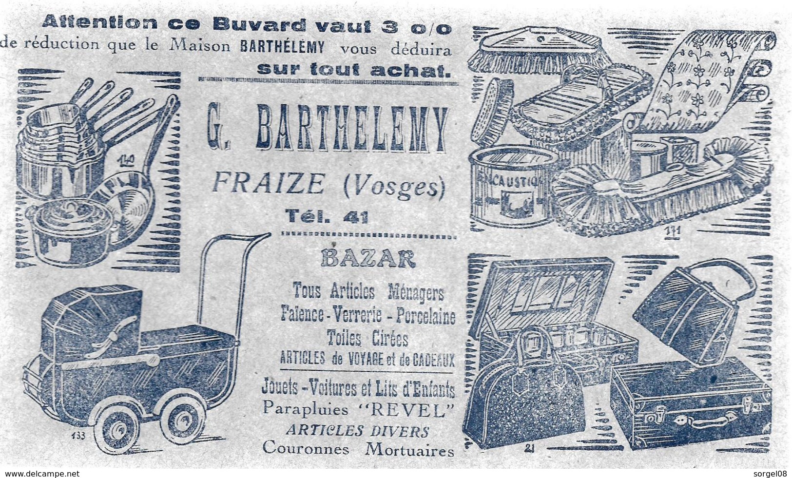 FRAIZE Vosges BUVARD G. BARTHELEMY BazAR - Produits Ménagers