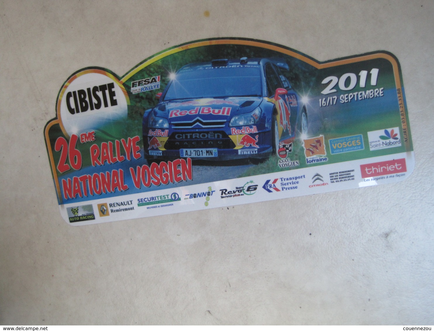PLAQUE DE RALLYE   26 Eme RALLYE NATIONAL VOSGIEN - Rallye (Rally) Plates