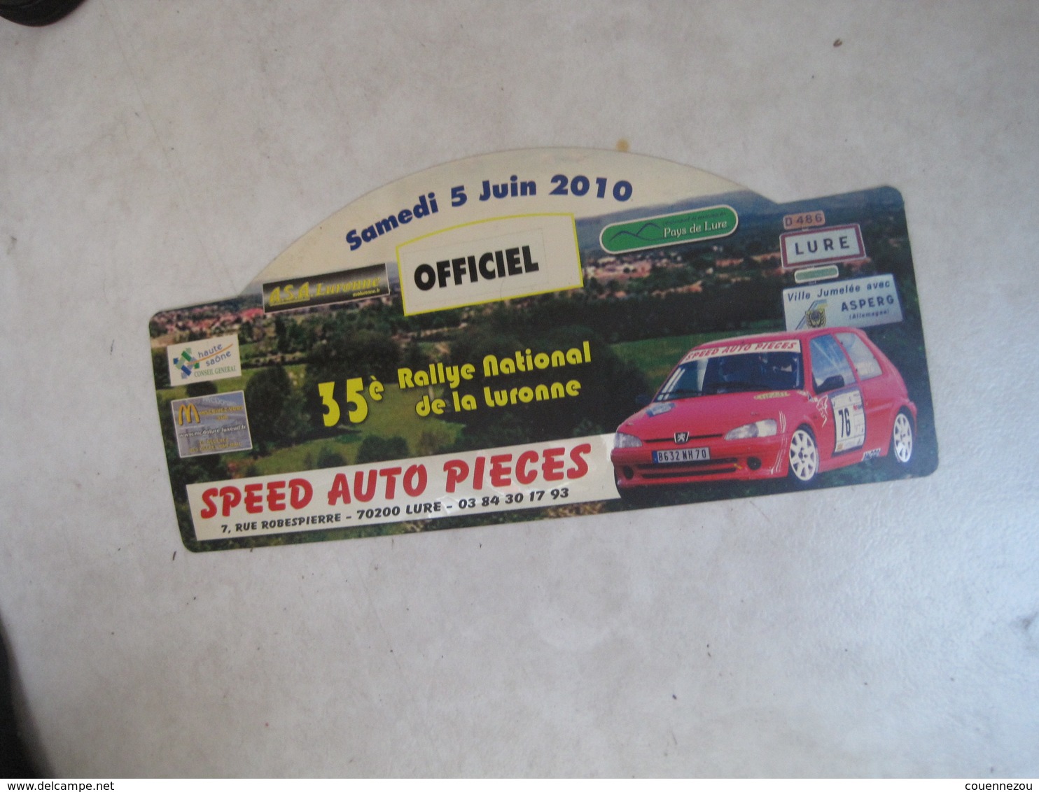 PLAQUE DE RALLYE  35 EME RALLYE NATIONAL DE LA LURONNE      2010 - Rally-affiches