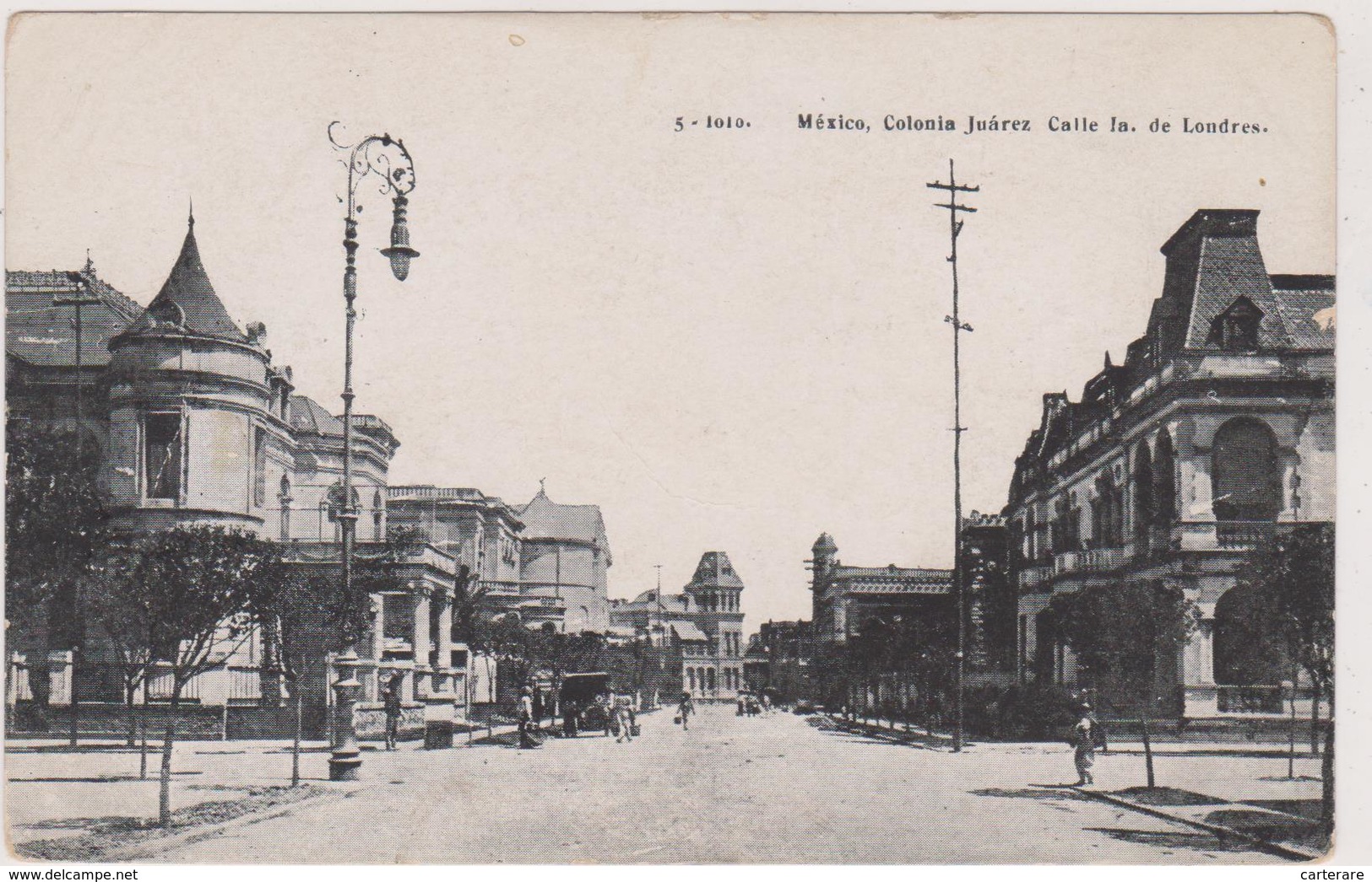 Cpa,mexique,méxico,colnia   Juarez Calle La De Londres,lampadaire Immense,architecture Anglaise - Mexico