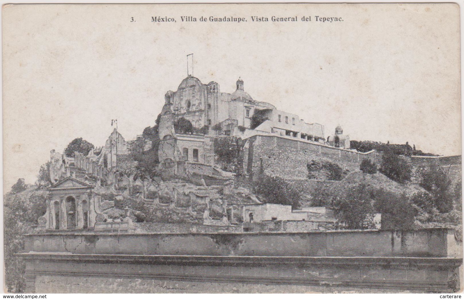 Cpa,mexique,mexico,villa De Guadalupe,vista General Del Tepeyac,la Classe En 1900,rare - Mexique