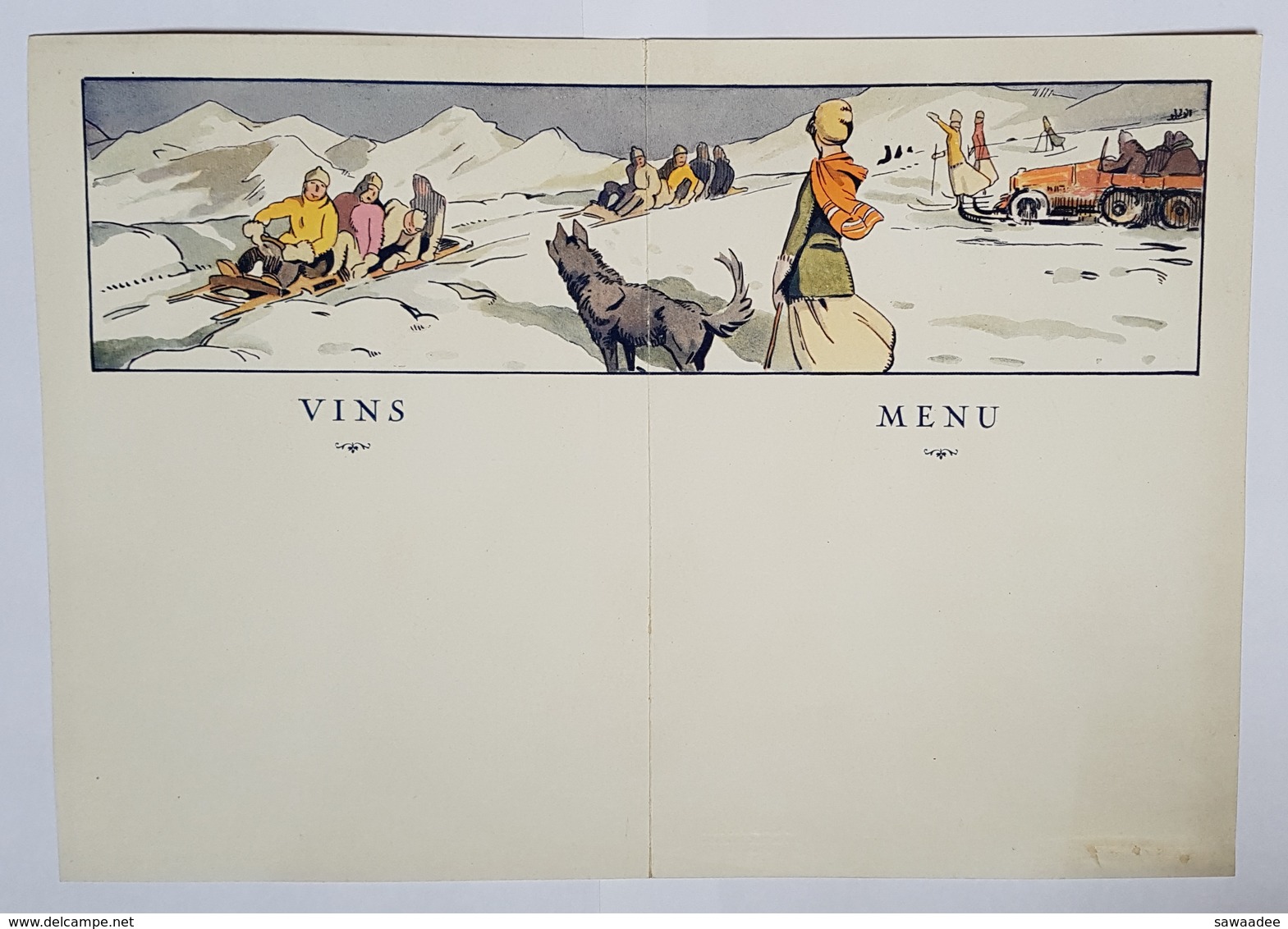 MENU - FRANCE - PYRENEES - STATION DE SKI - SUPERBAGNERES - DESSINS - ISARD - ANNEE 30 - VIERGE - Menus