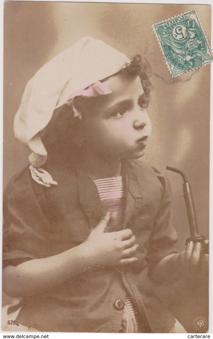 Cpa,avec Timbre, 1904,l'enfant Qui Imite Les Grandes Personnes Qui Fument La Pipe,par NPG,rare - Other & Unclassified