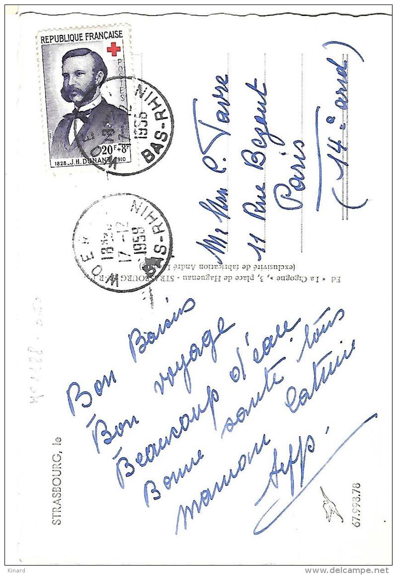 TIMBRE  N°1188. CROIX ROUGE..SUR .CPA.  TBE  1958..... - 1921-1960: Période Moderne