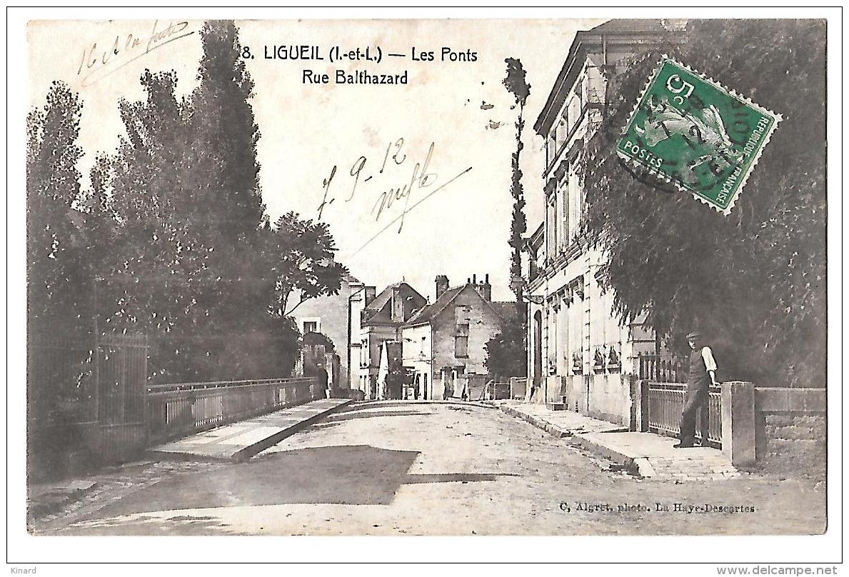 CPA..   LIGUEIL ... LES PONTS  ...RUE BALTHAZARD...1912. VOIR LES SCANS.. - Autres & Non Classés