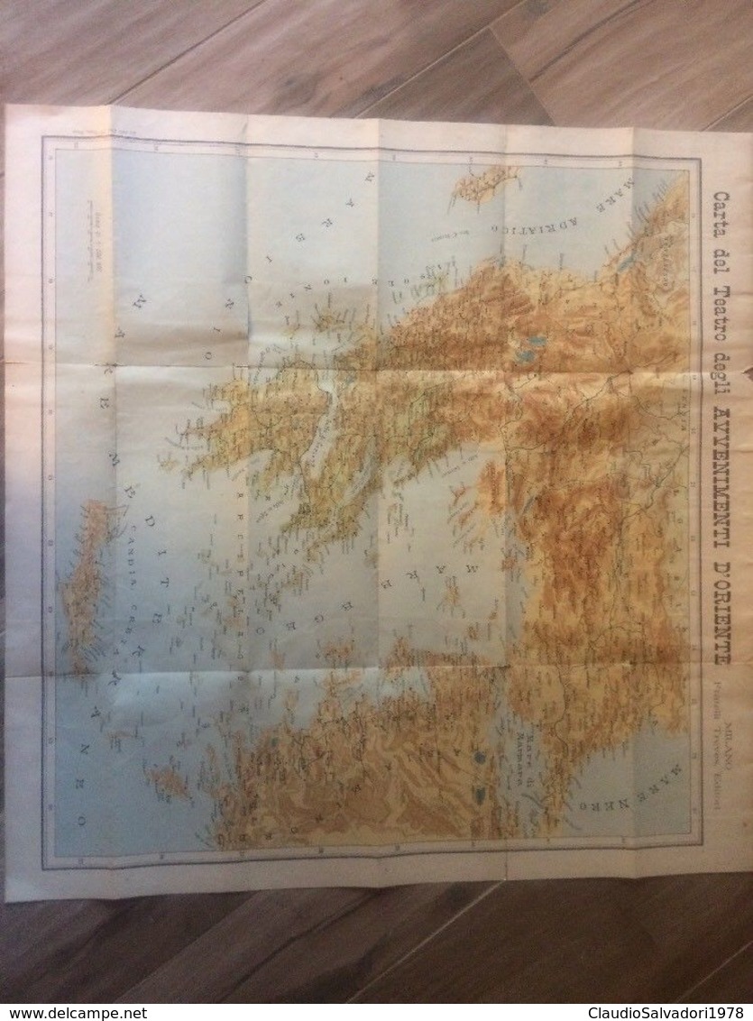 Mappa Antica 1897 Carta Del Teatro Degli Avvenimenti D’Oriente Guerra Greco Turca - Carte Geographique