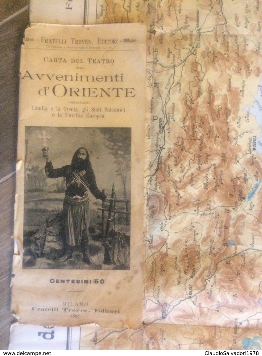 Mappa Antica 1897 Carta Del Teatro Degli Avvenimenti D’Oriente Guerra Greco Turca - Carte Geographique