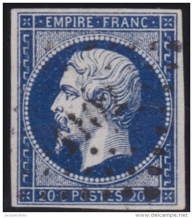 France  .      Yvert   .     14Ab  .  Bleu Noir                .         O    .     Oblitéré - 1853-1860 Napoleon III