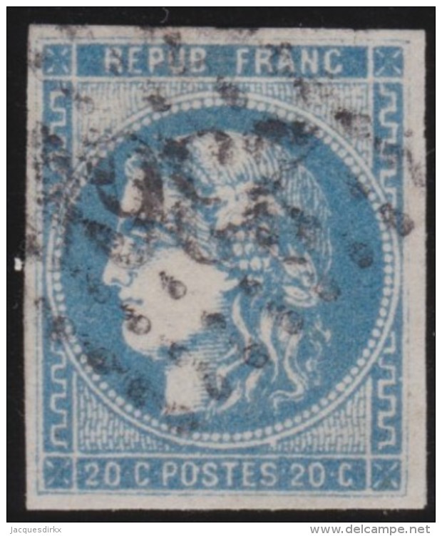 France  .      Yvert    .     46Ad  . Bleu Outremer   .    Report  1    ( 2 Scans )    .     O    .     Oblitéré - 1870 Bordeaux Printing