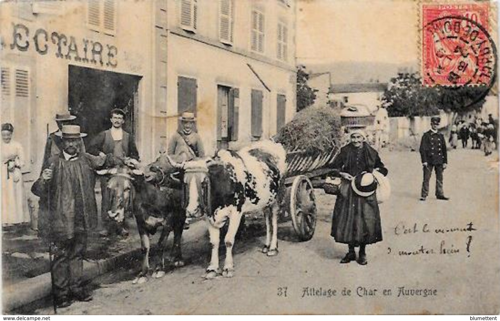 Cpa Région Auvergne Attelage Métier Circulé - Auvergne