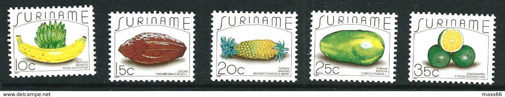 SURINAME MNH - 1987 Fruits - Frutti - Vari Cent - Michel SR 1235 1239 - Suriname