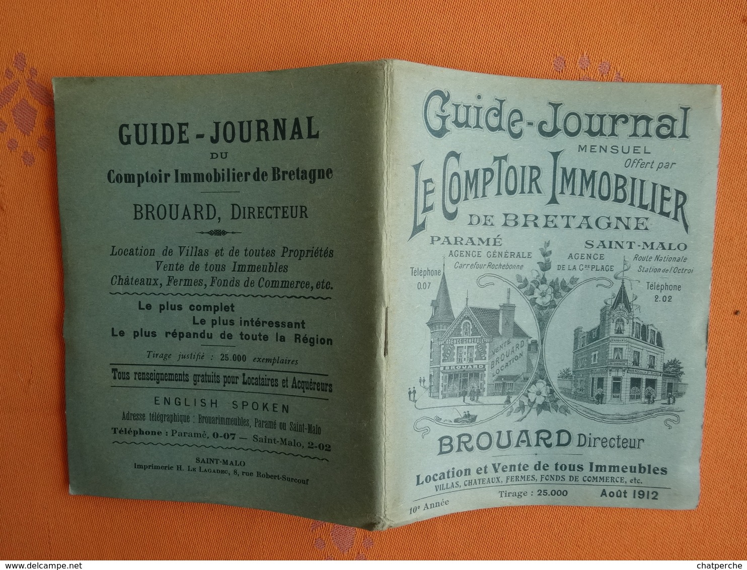 DEPLIANT TOURISTIQUE GUIDE  JOURNAL  LE COMPTOIR IMMOBILIER 08 / 1912 PARAME SAINT MALO - Dépliants Touristiques