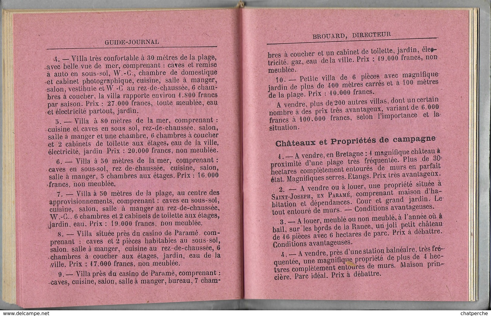 DEPLIANT TOURISTIQUE GUIDE  JOURNAL  LE COMPTOIR IMMOBILIER 08 / 1912 PARAME SAINT MALO