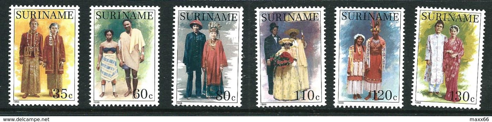 SURINAME MNH - 1988 Wedding Costumes - Vari Cent - Michel SR 1252 1257 - Suriname