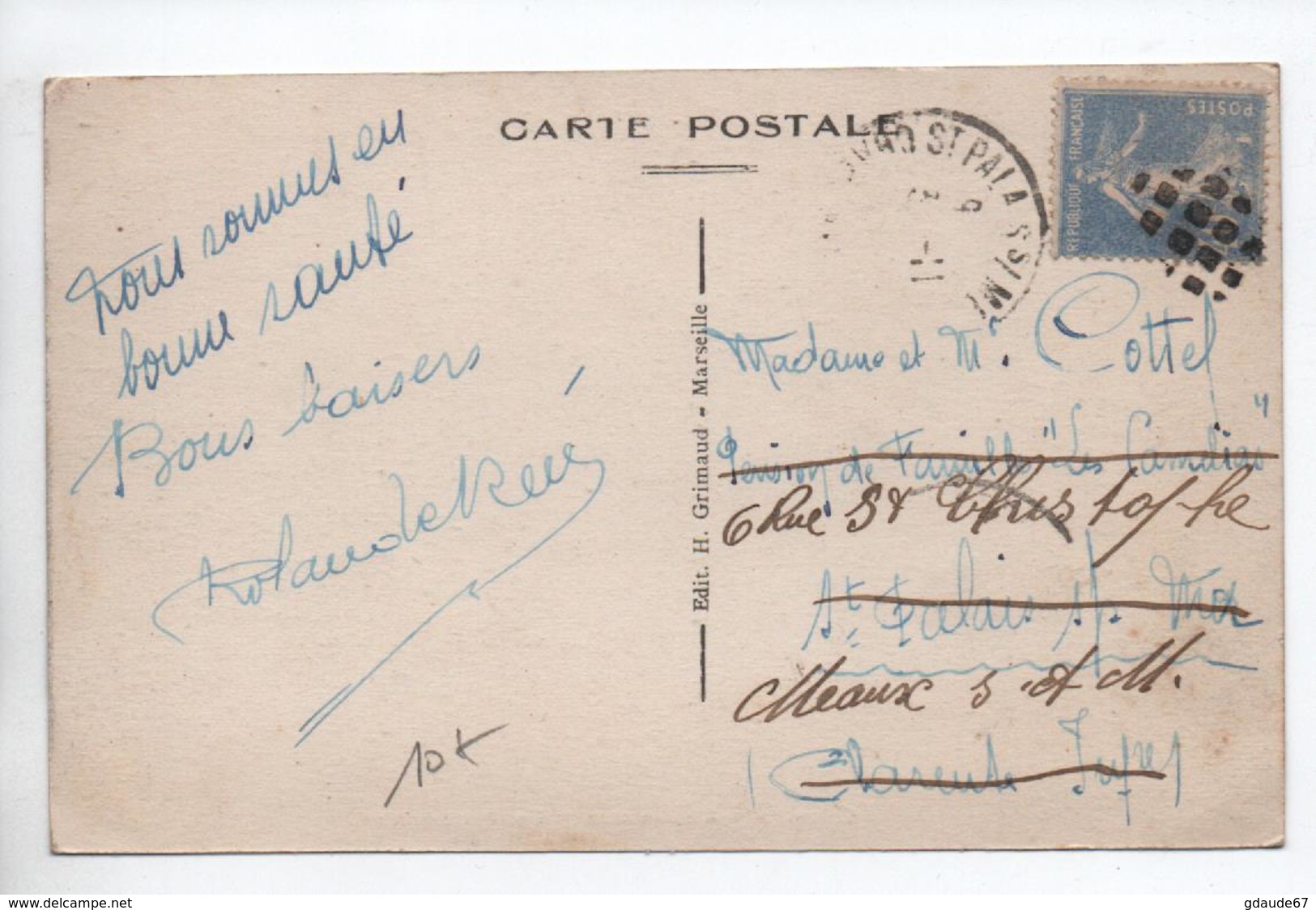 CARTE Pour SAINT PALAIS SUR MER (CHARENTE MARITIME) Avec OBLITERATION BOUCHON GROS POINTS Sur SEMEUSE - 1877-1920: Période Semi Moderne