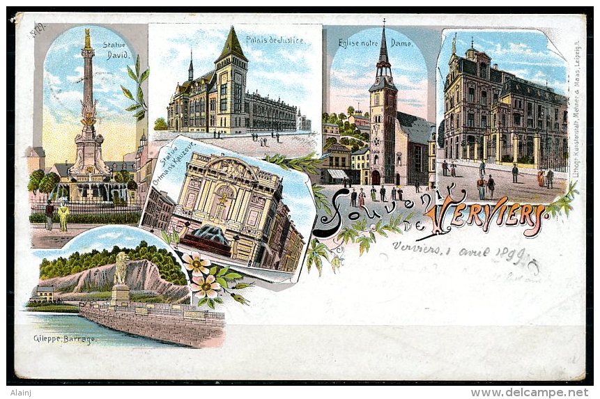 CP   Verviers   ---   Souvenir De Verviers  --  Multivues Superbe !!  --  1899 - Verviers