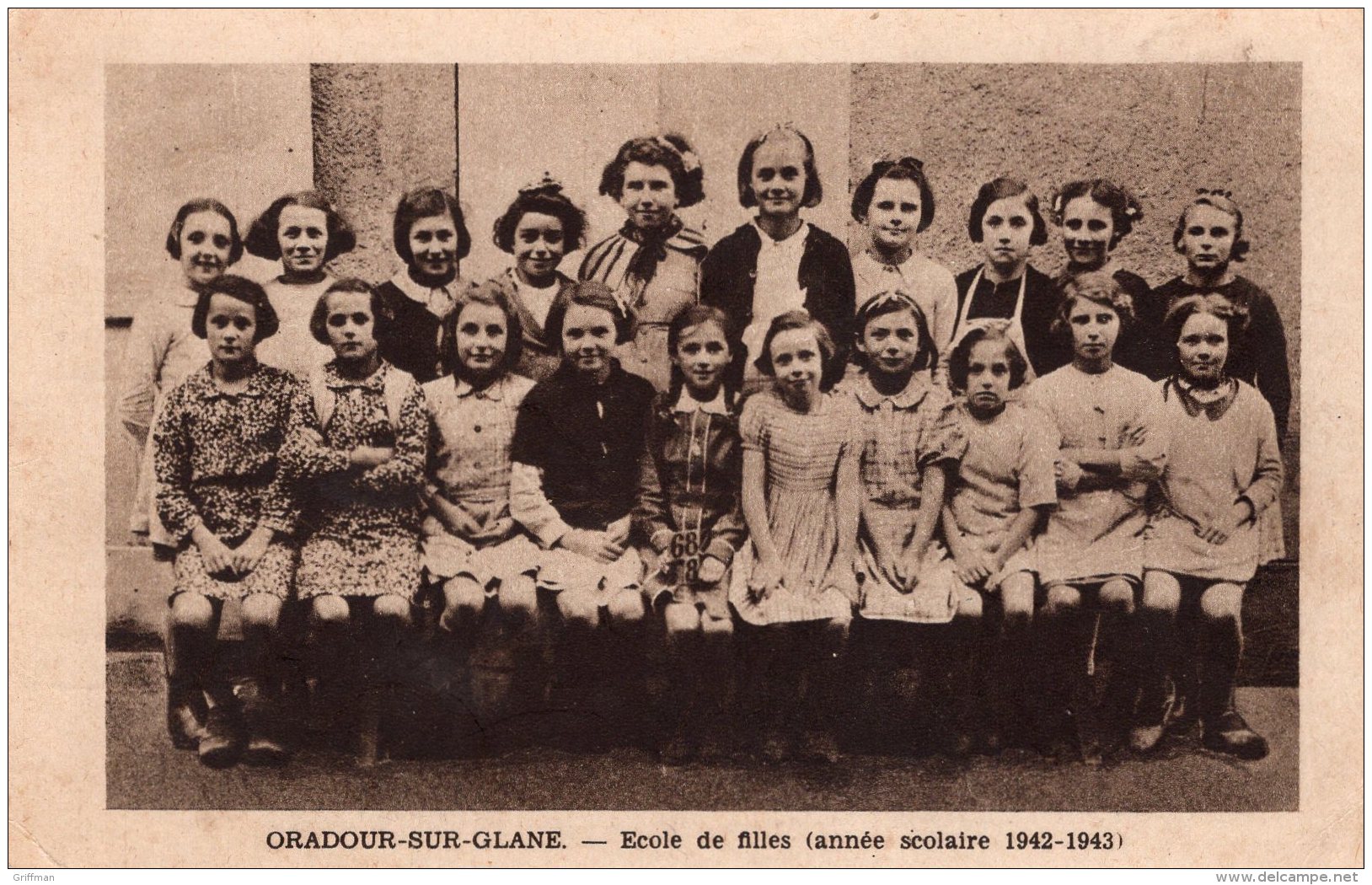 ORADOUR SUR GLANE ECOLE DES FILLES ANNEE SCOLAIRE 1942 1943 TBE - Oradour Sur Glane