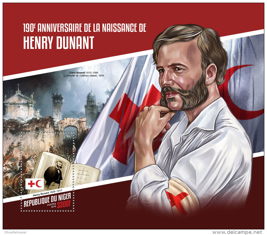 NIGER 2018 MNH** Henry Dunant 190th Birthday Red Cross S/S - OFFICIAL ISSUE - DH1814 - Henry Dunant