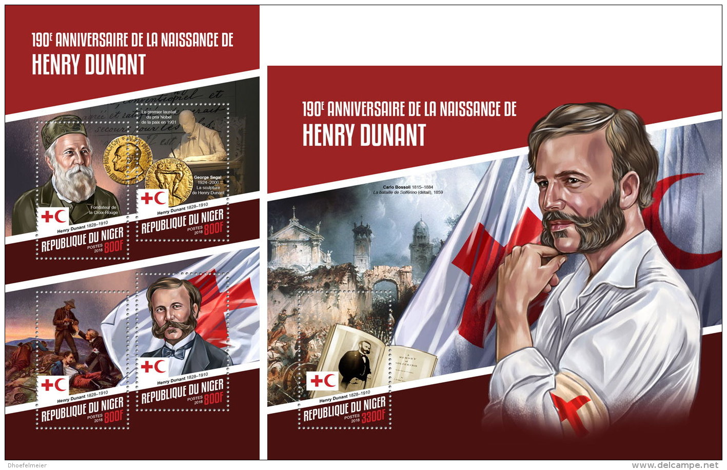 NIGER 2018 MNH** Henry Dunant 190th Birthday Red Cross M/S+S/S - OFFICIAL ISSUE - DH1814 - Henry Dunant