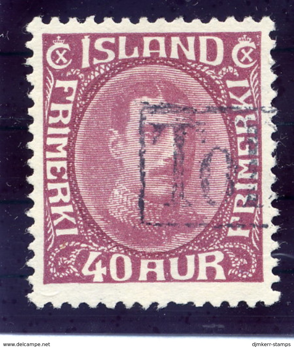 ICELAND 1931 Christian X 40 Aur.. Definitive With TOLLUR Cancellation.  Michel 164 - Gebruikt