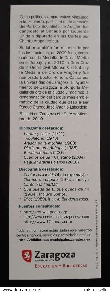 MARCAPAGINAS. JOSÉ ANTONIO LABORDETA - ESCRITORES ARAGONESES. - Bookmarks