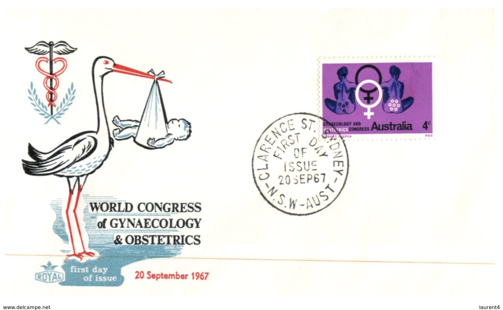 (888) Australia FDC Envelope - World Congress Of Gynaecology - 1967 / Stork And Baby - Altri & Non Classificati