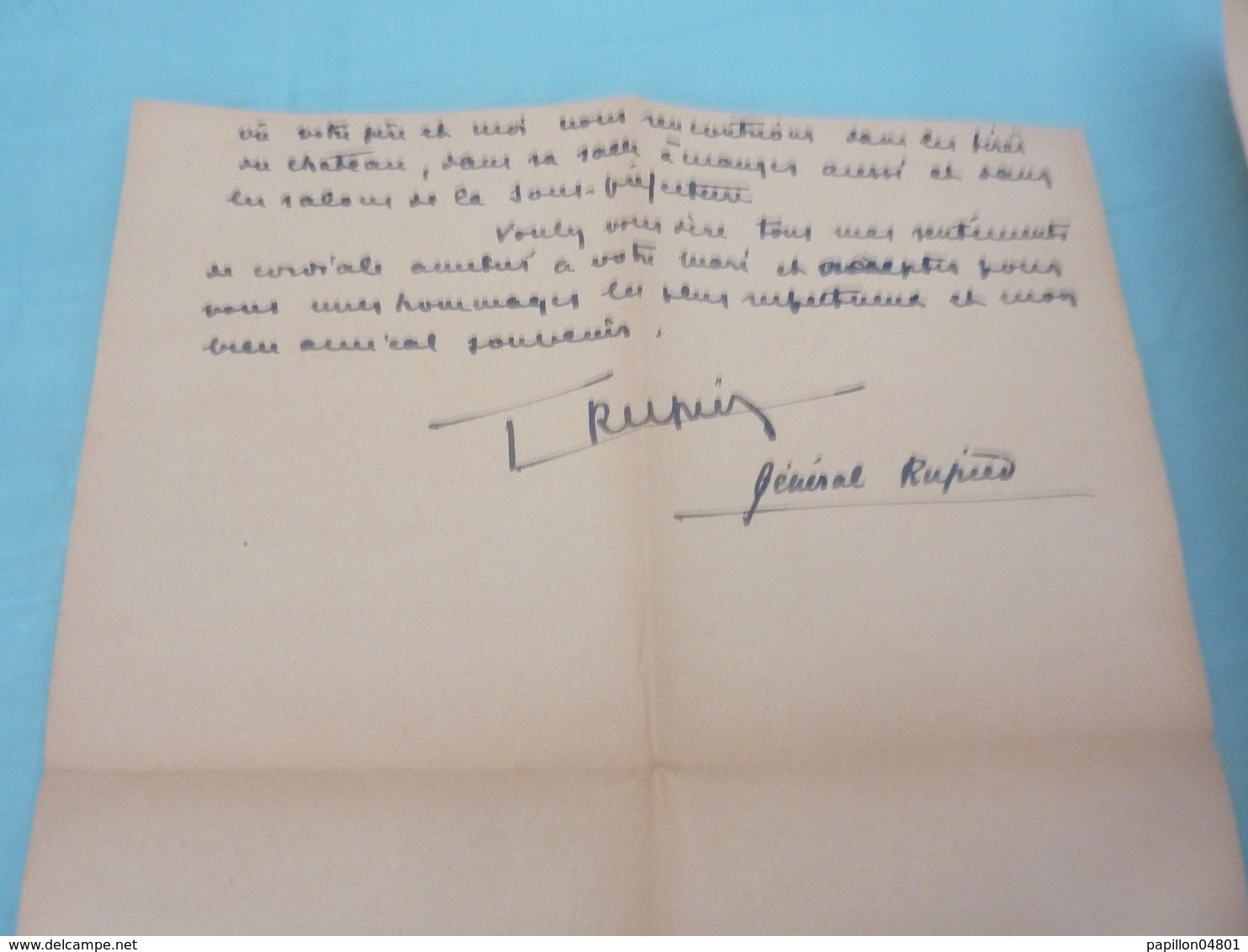 3 LETTRES MANUSCRITES JEAN RUPIED (1882-1974) GÉNÉRAL 1956-1957 MUSSO PIETRANGELI CORSE MAURRAS