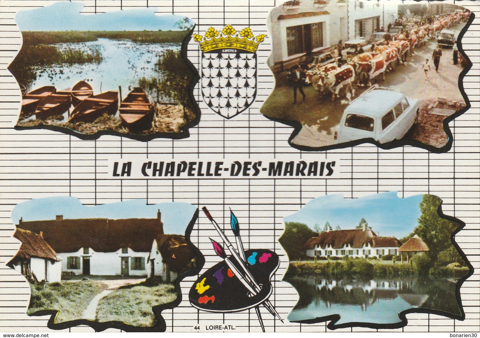 CPSM 44 LA CHAPELLE DES MARAIS MULTIVUES  BLASON DEFILE DE VACHES - Other & Unclassified