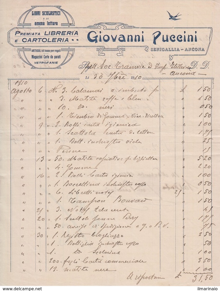 ** GIOVANNI PUCCINI.-(SENIGALLIA).-CARTOLERIA.** - Italia