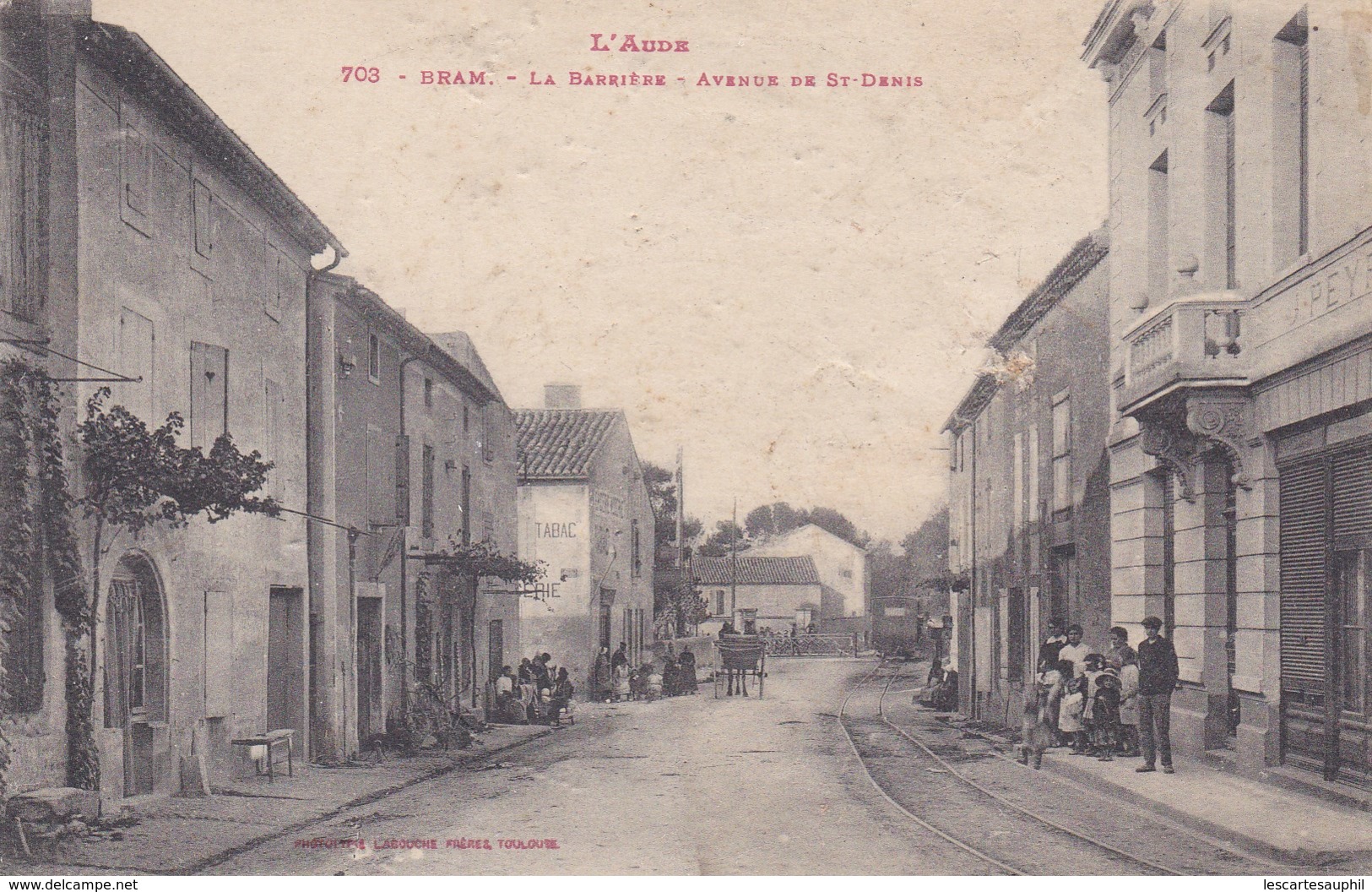L Aude Bram La Barriere Avenue De St Denis Tres Animée 1918 - Bram