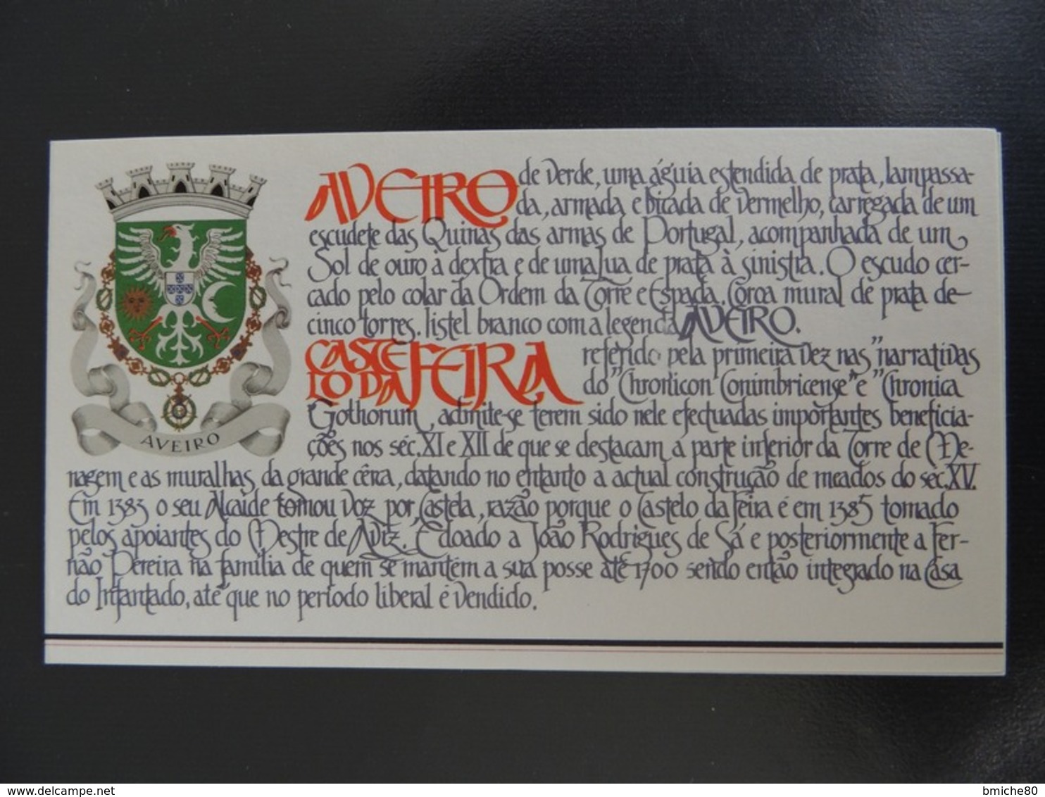 Portugal 1986 - Carnet C1657, Série Des Châteaux Et Armoiries, Château D'Aveiro - Carnets